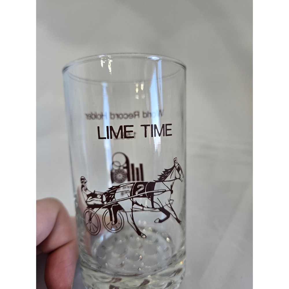 Vtg Glass Harness Racing Racetrack Western Fair Raceway Lime Time World Record